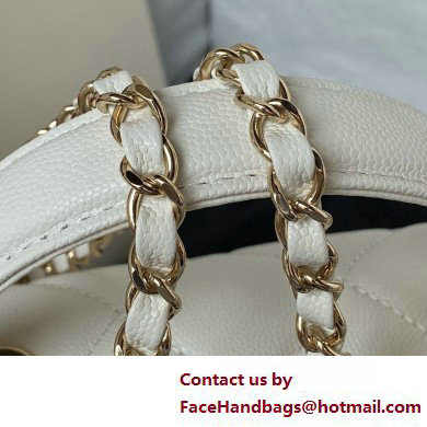 Chanel Grained Calfskin  &  Gold-Tone Metal Small Flap Bag with Top Handle AS4711 White 2025